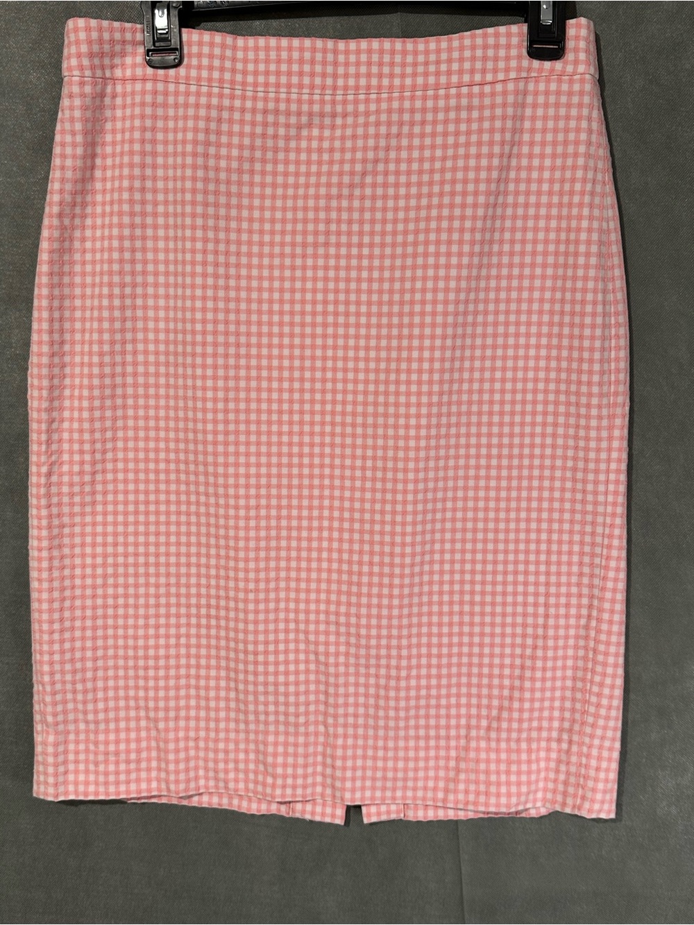 J.Crew No. 2 Pencil Skirt – Pink & White Gingham Seersucker – Size 6